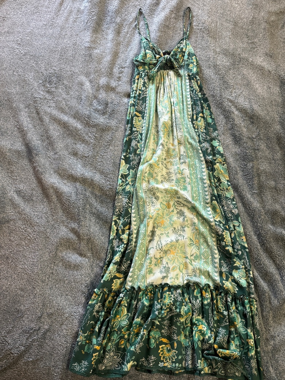 Angie Green and Cream Floral Maxi Dress